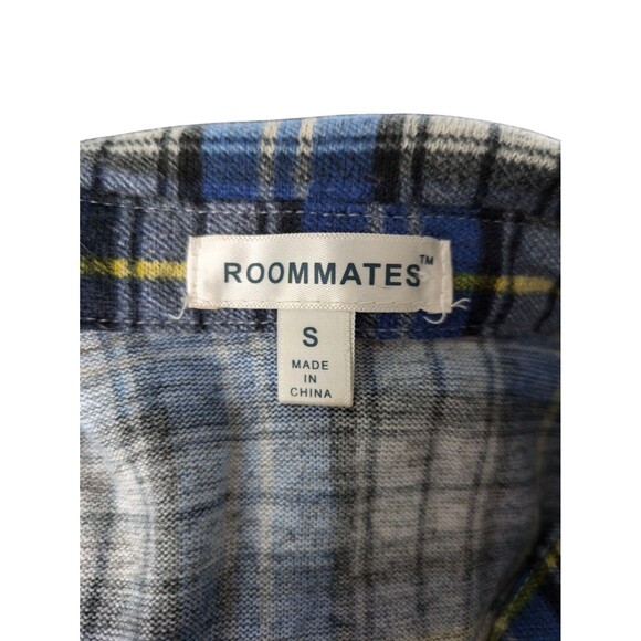Roomates Blue Plaid Flannel Top Small - Picture 3 of 3